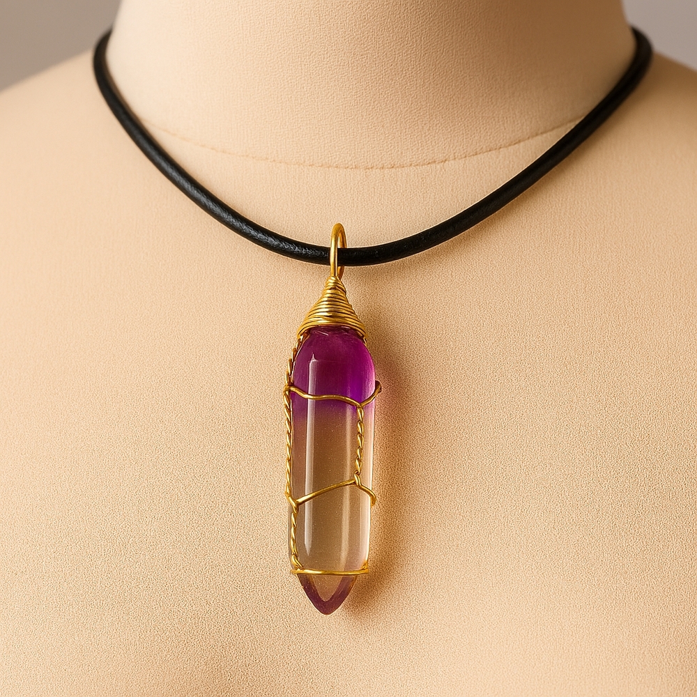 Gold Wire Crystal Wrapped Pendant Necklace 18-in – Women’s Fashion Jewelry